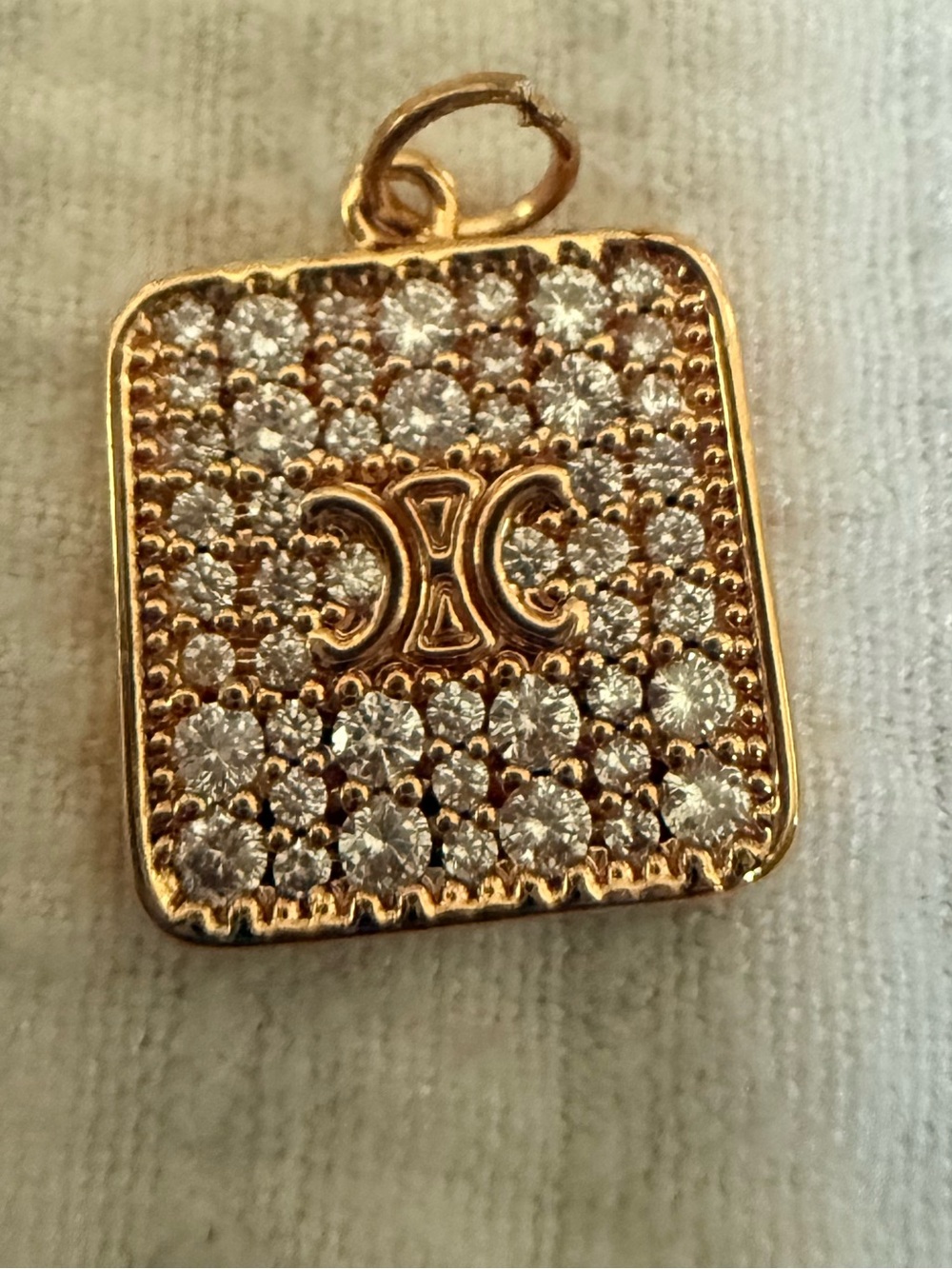Gold-Tone Pavé Crystal Square Pendant